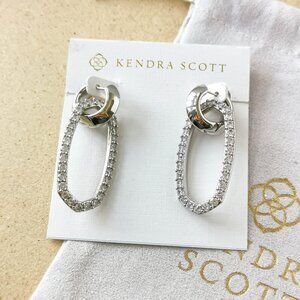 NEW Kendra Scott Silver White Crystal Danielle Convertible Link EarringsAuthenti